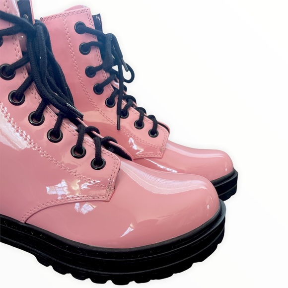 Pink Lace up Combat Boots - Picture 6 of 11